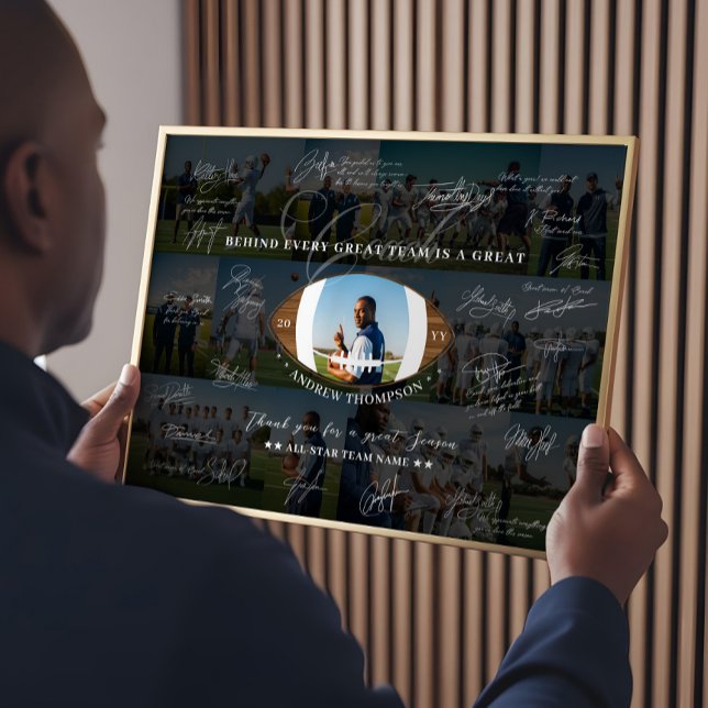 Póster Football Coach Appreciation Collage Team Signature (Football Coach Appreciation Collage Team Signature Poster)