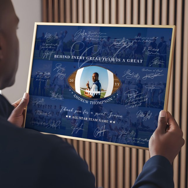 Póster Football Coach Appreciation Collage Team Signature (Football Coach Appreciation Collage Team Signature Poster)