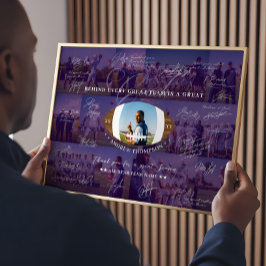 Póster Football Coach Appreciation Collage Team Signature