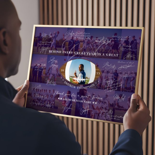 Póster Football Coach Appreciation Collage Team Signature (Football Coach Appreciation Collage Team Signature Poster)