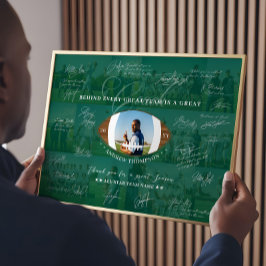 Póster Football Coach Appreciation Collage Team Signature