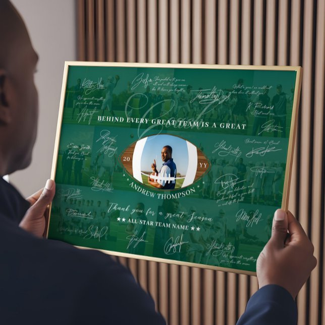Póster Football Coach Appreciation Collage Team Signature (Football Coach Appreciation Collage Team Signature Poster)