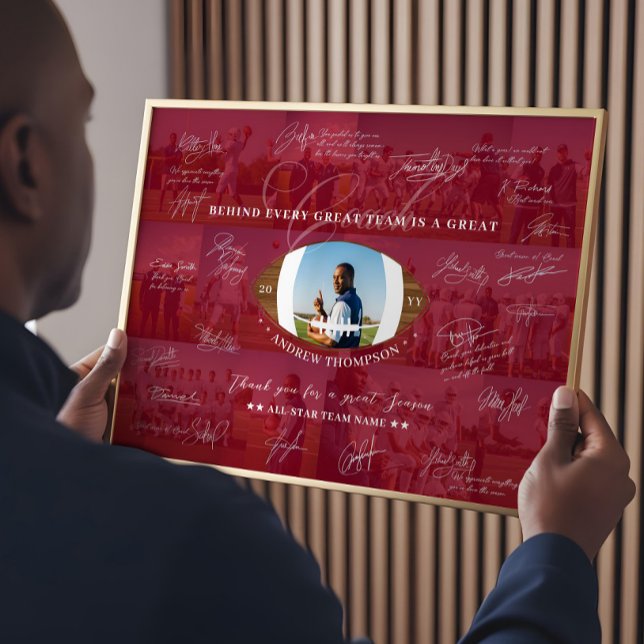 Póster Football Coach Appreciation Collage Team Signature (Football Coach Appreciation Collage Team Signature Poster)