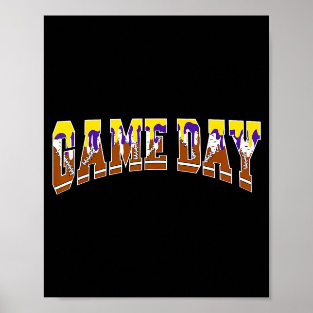 Póster Football Drip Game Day Football Mom Go Cheer Purpl (Frente)