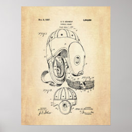 Póster Football Helmet Patent Print Poster
