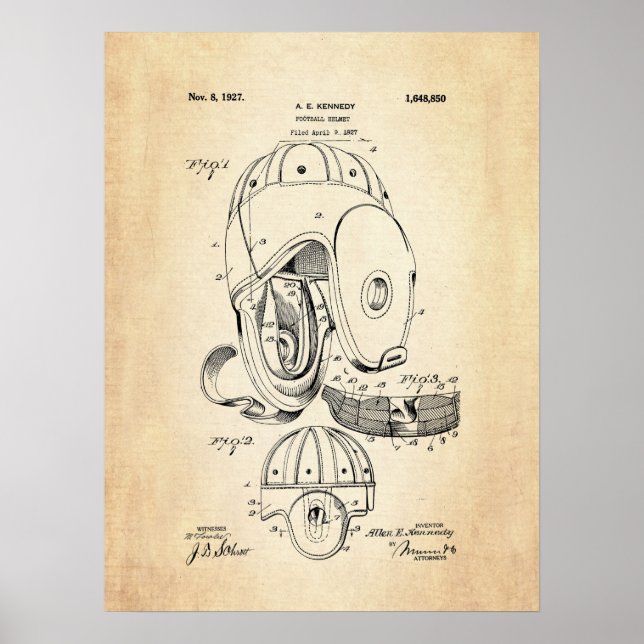 Póster Football Helmet Patent Print Poster (Frente)