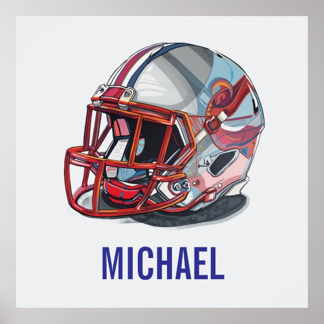 Póster Football Helmet Pop Art Motivational Name (Frente)