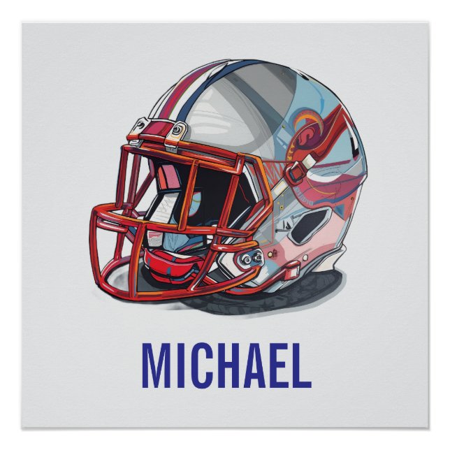 Póster Football Helmet Pop Art Motivational Name (Anverso)