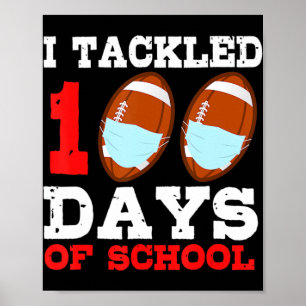 Póster Football Masks Fun 100 Days of School Teacher Boy