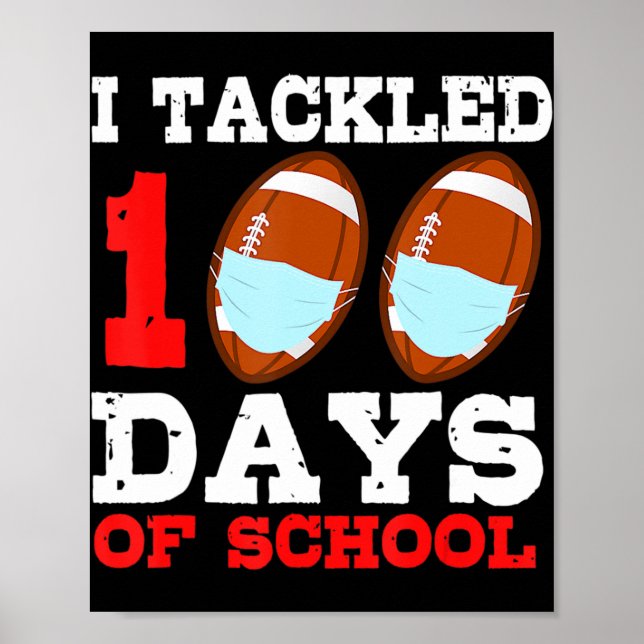 Póster Football Masks Fun 100 Days of School Teacher Boy  (Frente)