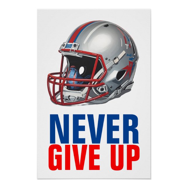 Póster Football Motivational Never Give Up  (Anverso)