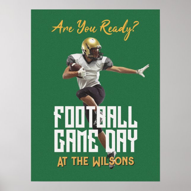 Póster Football Player Game Day Green (Frente)