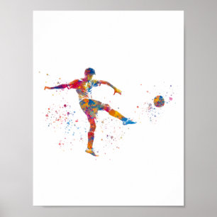 Póster Football player in watercolor