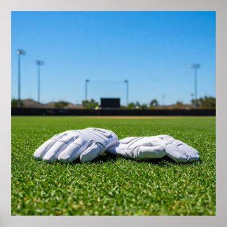 Póster Football Receiver Gloves on Turf Field
