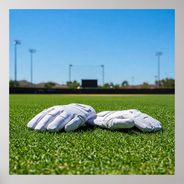 Póster Football Receiver Gloves on Turf Field (Frente)