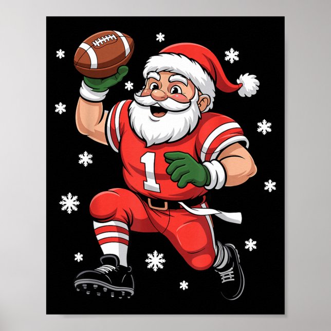Póster Football Santa Claus Lineman Christmas Quarterback (Frente)