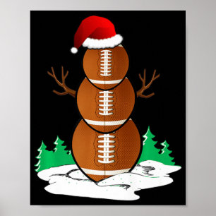 Póster Football Snowman Balls Christmas Pajama Gifts Men 