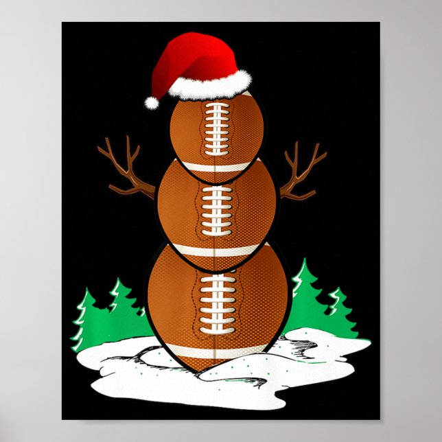 Póster Football Snowman Balls Christmas Pajama Gifts Men  (Frente)