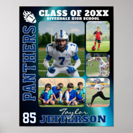 Póster Football Team High School Sports Picture Collage