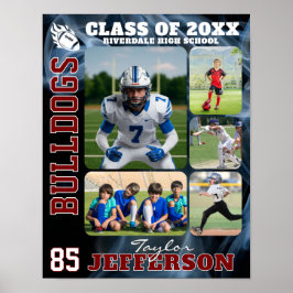 Póster Football Team High School Sports Picture Collage
