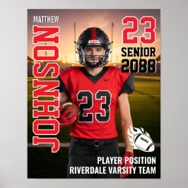 Póster Football Team Senior MVP Player Photo Gift Sports
