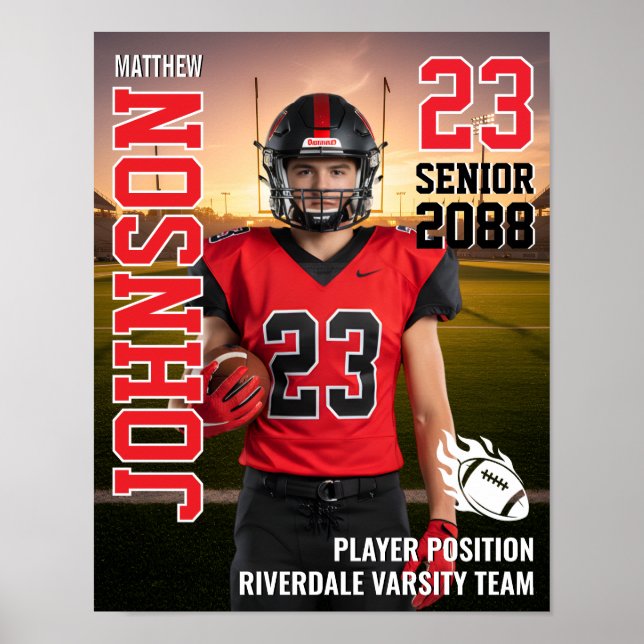 Póster Football Team Senior MVP Player Photo Gift Sports (Frente)