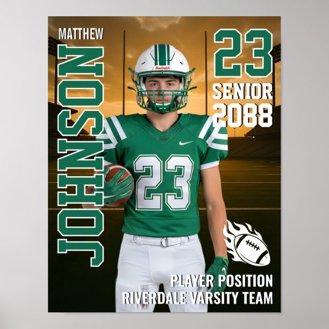 Póster Football Team Senior Player Photo Gift Sports (Frente)