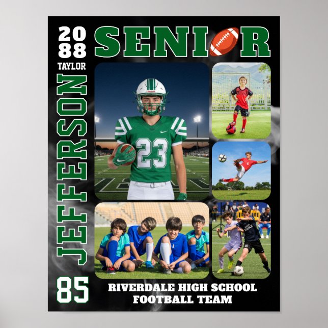 Póster Football Team Sports Player Senior Photo Collage (Frente)
