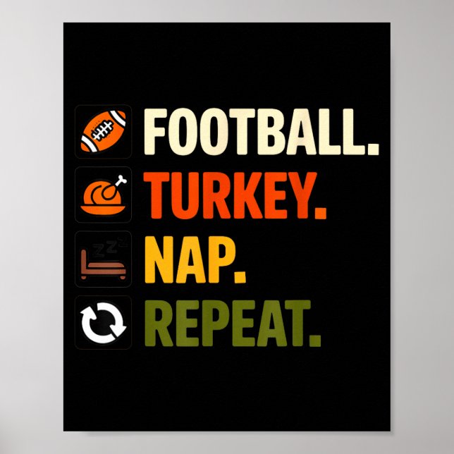 Póster Football Turkey Thanksgiving For Kids Boys Men  (Frente)
