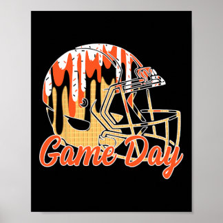 Póster Footll Drip Game Day Sports Footll Mom Go Cheer Or