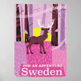 Póster For an Adventure Sweden retro travel poster