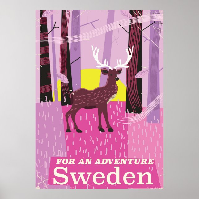 Póster For an Adventure Sweden retro travel poster (Frente)