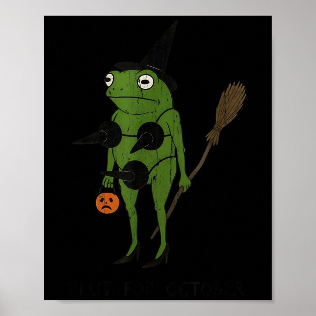 Póster For October, Funny Halloween, Funny Witch Frog  (Frente)