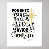 For Unto You is Born This Day Christmas Gold Black