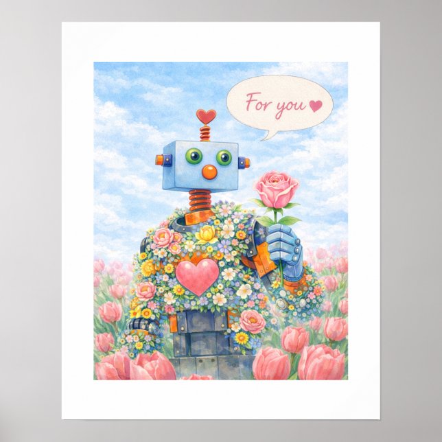 Póster For You – Floral Robot Poster (Frente)