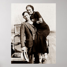 Póster Forajidos americanos Bonnie y Clyde la banda Barro