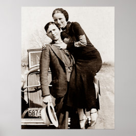 Póster Forajidos americanos Bonnie y Clyde la banda Barro