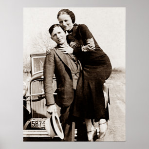 Póster Forajidos americanos Bonnie y Clyde la banda Barro