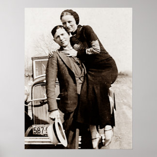 Póster Forajidos americanos Bonnie y Clyde la banda Barro