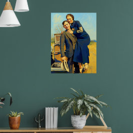 Póster Forajidos Bonnie & Clyde The Barrow Pintura Falsa