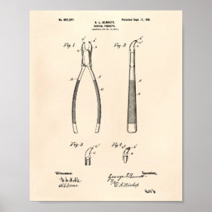 Póster Forceps Dental 1901 Patent Art Old Peper