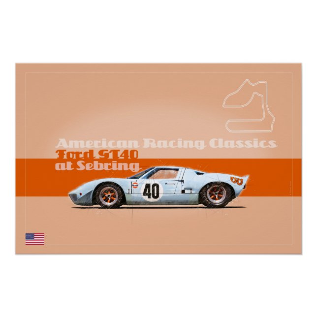 Póster Ford GT40 at Sebring (Anverso)