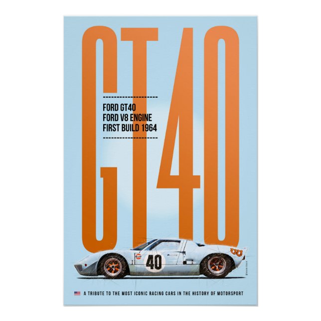 Póster  Ford GT40 Blue Orange Tribute (Anverso)