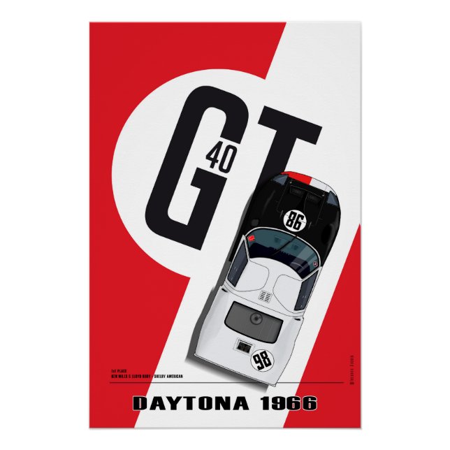 Póster Ford GT40 Daytona 66 Miles Ruby (Anverso)