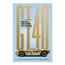 Póster Ford GT40 Gold Tribute