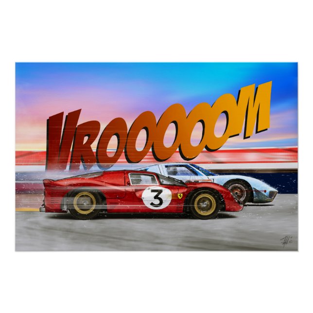 Póster Ford GT40 vs Ferrari 330 (Anverso)