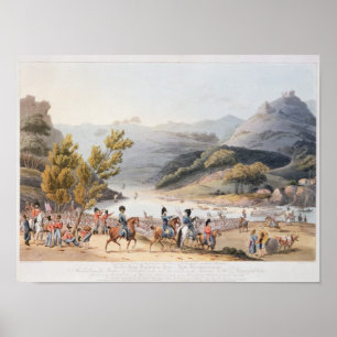 Póster Fording del río Mondego, grabado por C.