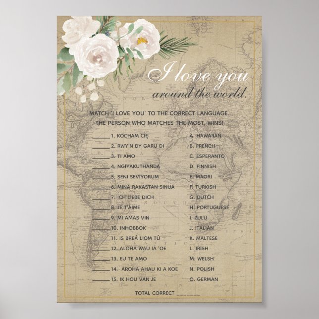 Póster Foreign Words  Bridal Shower game  Poster (Frente)