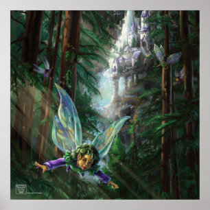 Póster Forest Fairies and Waterfall Castle