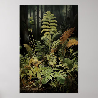 Póster Forest Fern Ptrintable, Woodland Moody Wall Print